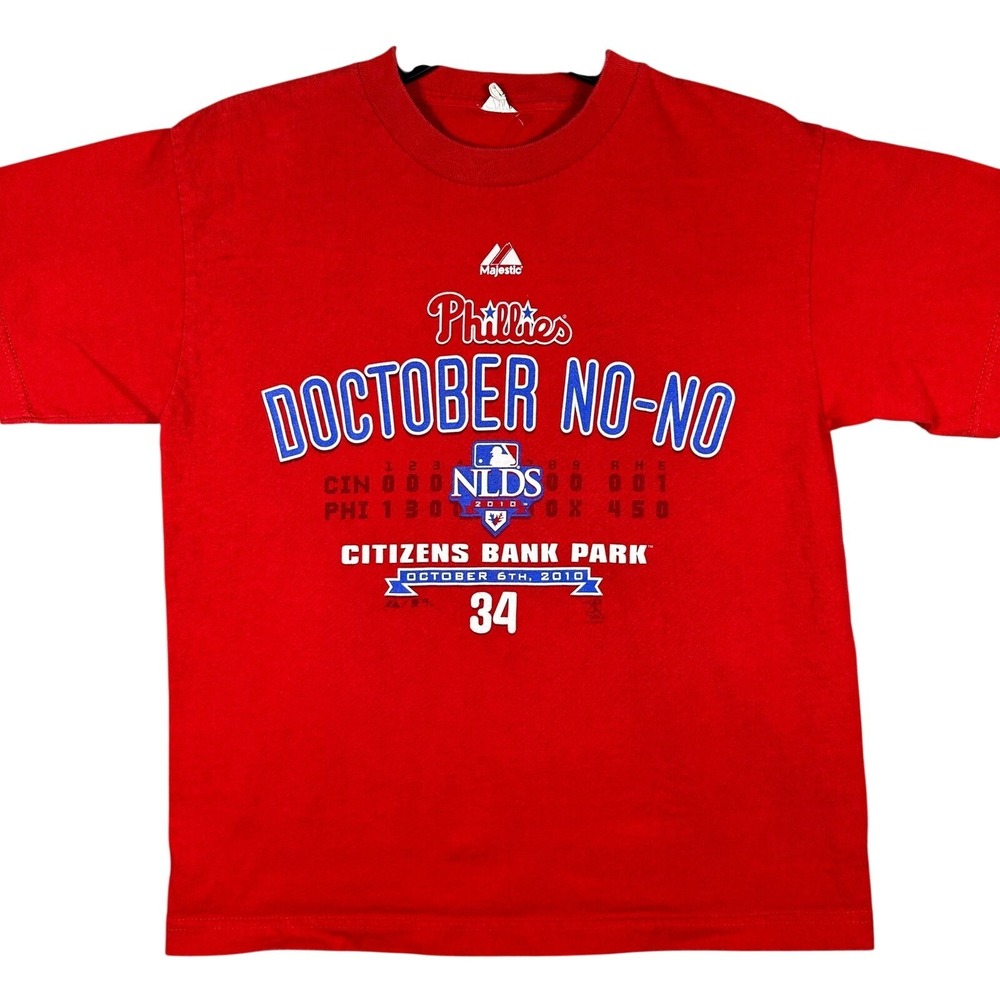 Y2K 2010 Philadelphia‎ Phillies T-Shirt Kids Youth Red Doctober No-No